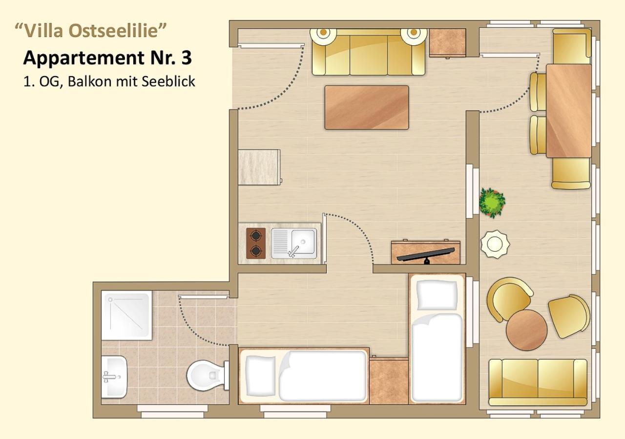 Villa Ostseelilie - Appartements Mit Balkon Und Meerblick Sassnitz Ruang foto