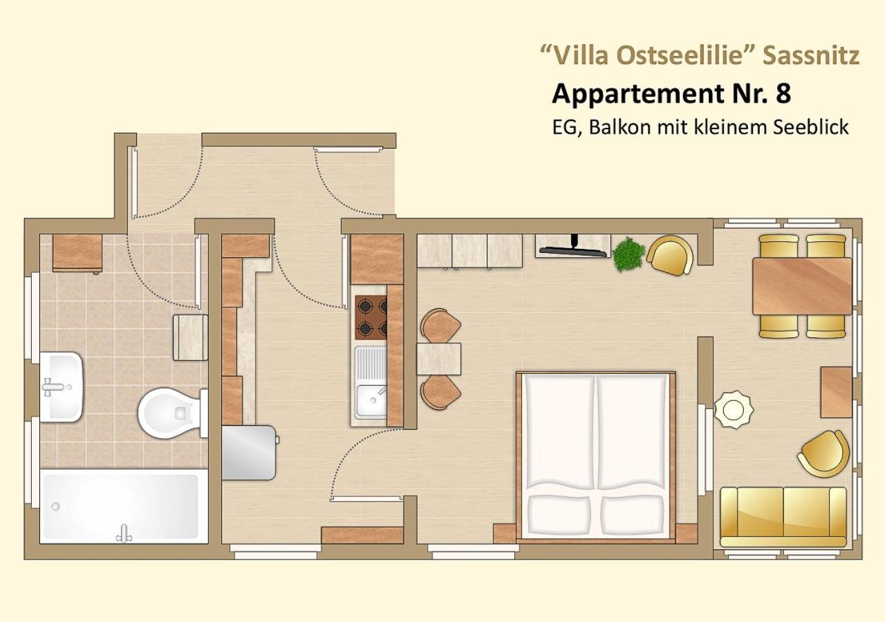 Villa Ostseelilie - Appartements Mit Balkon Und Meerblick Sassnitz Ruang foto