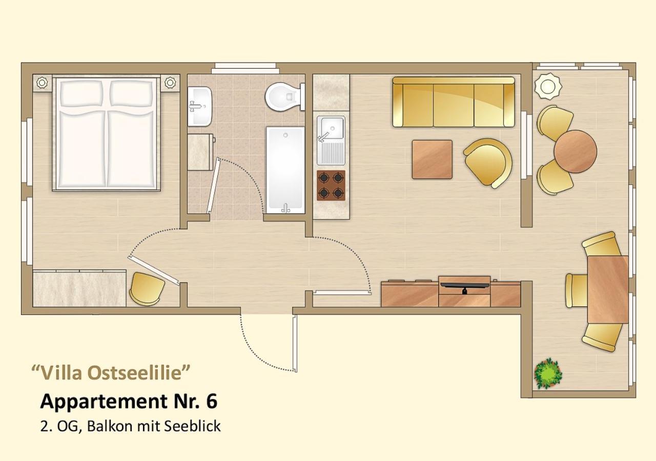 Villa Ostseelilie - Appartements Mit Balkon Und Meerblick Sassnitz Ruang foto