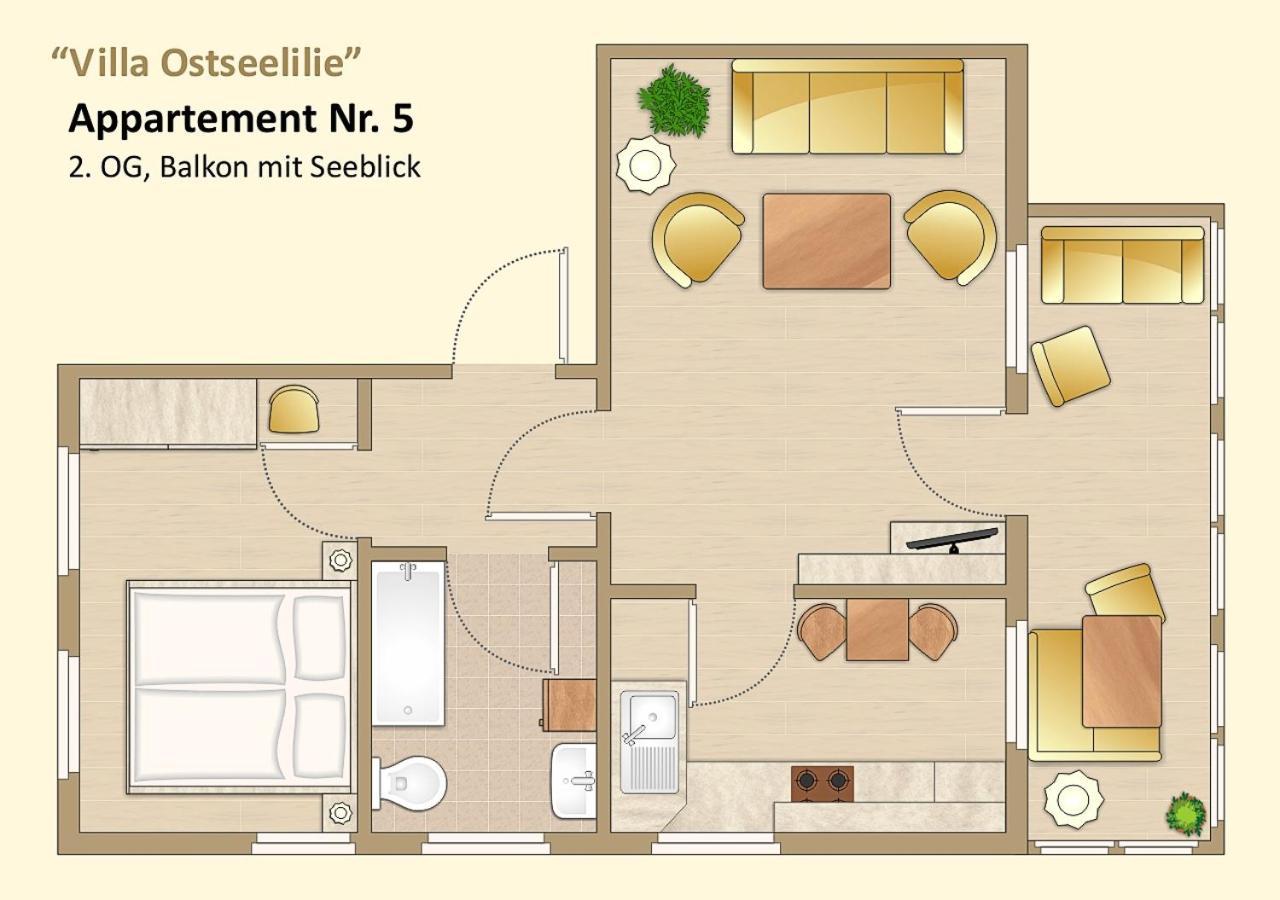 Villa Ostseelilie - Appartements Mit Balkon Und Meerblick Sassnitz Ruang foto
